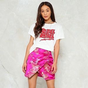 Pink magenta satin wrap skirt